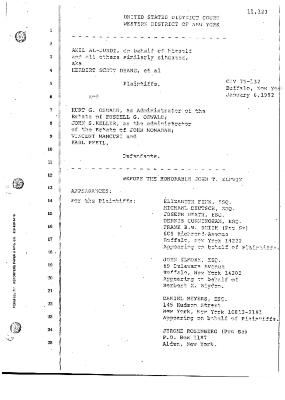 Transcript of the jury trial before the Honorable John T. Elfvin, United States District Court, Western District of New York.
