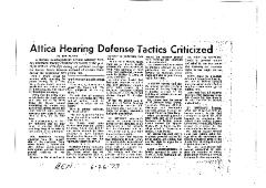 Attica Hearing Defense Tactics Criticized