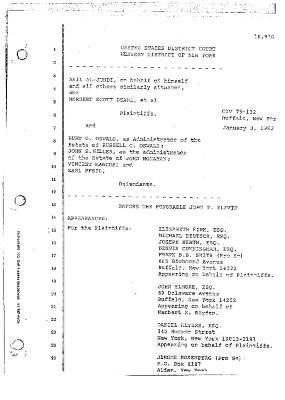 Transcript of the jury trial before the Honorable John T. Elfvin, United States District Court, Western District of New York.
