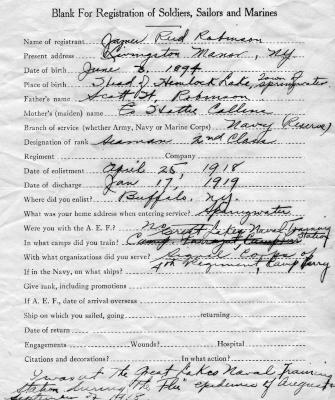 James Robinson Military Registration