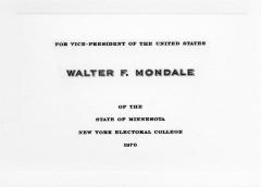 Electoral College ballot for Walter Mondale as Vice President