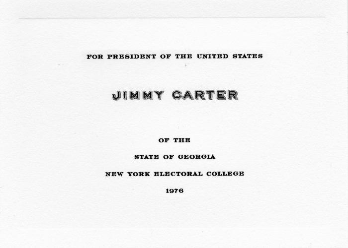 Electoral College ballot for Jimmy Carter as President