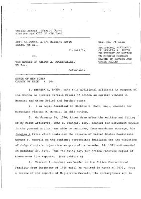 Addtional Affidavit of Theresa A. Smyth in Support of Motion to Dismiss Certain Causes of Action against Vincent R. Mancusi and Other Relief in the matter of Akil Al-Jundi, et al. v. Rockefeller, et al