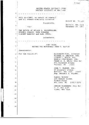 Transcript of the jury trial before the Honorable John T. Elfvin, United States District Court, Western District of New York.
