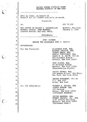 Transcript of the jury trial before the Honorable John T. Elfvin, United States District Court, Western District of New York.