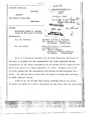 Memorandum Decision and Order of the Honorable Robert M. Quigley concerning the Claim of Gilberto Gonzalez, State of New York Court of Claims, Claim 58865.