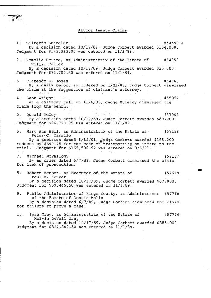 Attica Inmate Claims