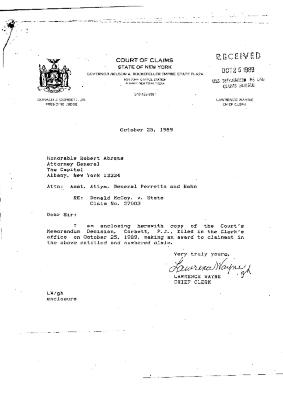 Memorandum Decision of the Honorable Donald J. Corbett, Jr. concerning the Claim of Donald McCoy, State of New York Court of Claims, Claim 57003.