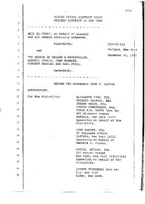 Transcript of the jury trial before the Honorable John T. Elfvin, United States District Court, Western District of New York.