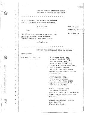 Transcript of the jury trial before the Honorable John T. Elfvin, United States District Court, Western District of New York.