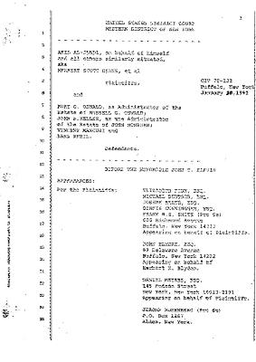 Transcript of the jury trial before the Honorable John T. Elfvin, United States District Court, Western District of New York.