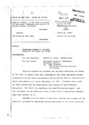 Memorandum Decision and Order of the Honorable Robert M. Quigley. concerning the Claim of Willie Fuller, State of New York Court of Claims, Claim 54953.