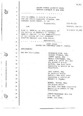 Transcript of the jury trial before the Honorable John T. Elfvin, United States District Court, Western District of New York.