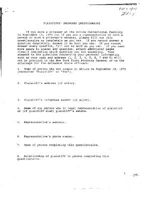 Plaintiffs' Proposed Questionnaire