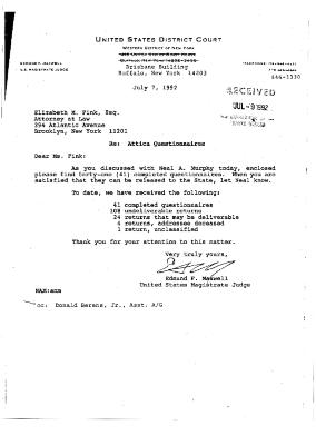 Letter from Magistrate Judge Edmund Maxwell to Elizabeth Fink