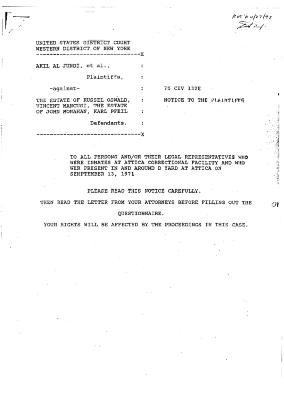 Draft Notice to Plaintiff Class