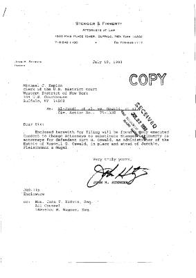Letter from John Stenger to Michael Kaplin