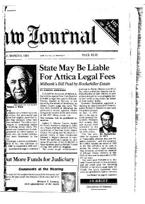 State May Be Liable For Attica Legal Fees