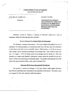Opposition Statement and Supporting Affidavit on Behalf of Defendant Mancusi on Petitioner’s Request for Writ of Mandamus