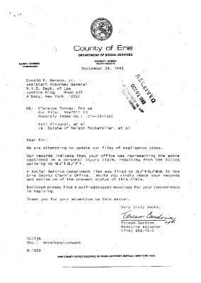 Letter from Erie County Department of Social Services to AAG Donald Berens