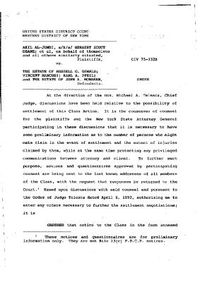 Order and Notice to Plaintiff Class with Questionnaire