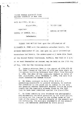 Notice of motion filed by plaintiffs Akil Al-Jundi et al. and affirmation of support