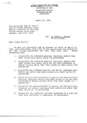 Letter from Elizabeth Fink to Hon. John T. Elfvin