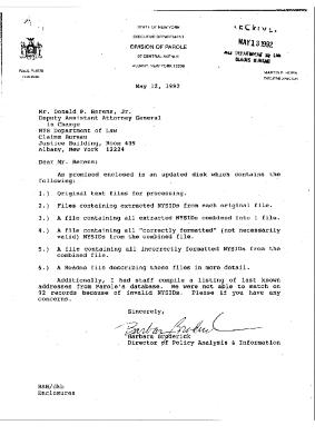 Letter from Barbara Broderick to Donald Berens