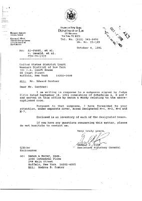 Letter from AAG Gerald Ryn to Edward Gentner