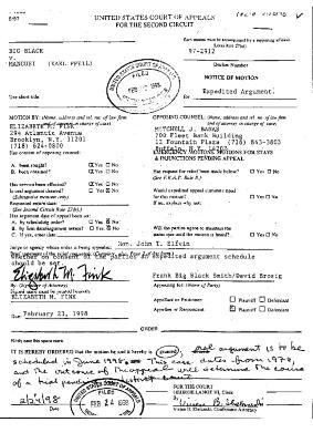 Notice of Motion, United States Court of Appeals for the Second Circuit in the matter of Big Black v. Mancusi.