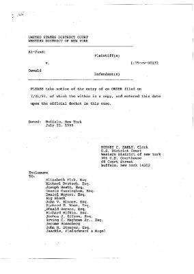 Order Approving Substitution, United States District Court, Western District of New York in the matter of Akil Al-Jundi, et al. vs Estate of Oswald, et al.