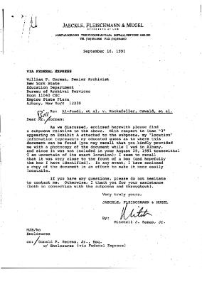 Letter from Mitchell Banas to William Gorman