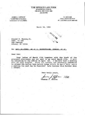 Letter from Joshua Effron to Donald Berens