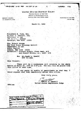 Fax Transmission of Letter from Magistrate Maxwell to Counsel