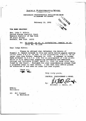 Letter from Mitchell Banas to Judge John Elfvin