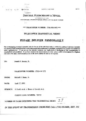 Facsimile Copy of Defendant Estate of Russell G. Oswald's Reply Memorandum of Law