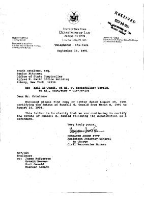 Letter from AAG Benjamin Fitt to Frank Catalano
