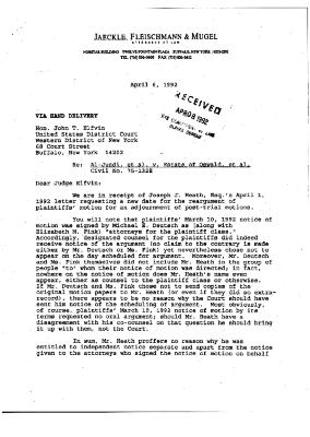 Letter from Mitchell Banas to Judge John Elfvin