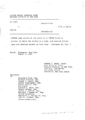 Order by the Honorable Michael A. Telesca, United States District Court, Western District of New York in the matter of Blyden, et al. v. Mancusi, et al.