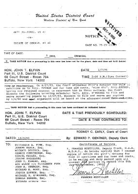 Notices, United States District Court, Western District of New York in the matter of Akil Al-Jundi, et al. vs Estate of Oswald, et al.