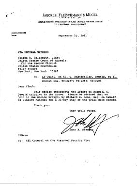 Letter from John Stenger to Elaine Goldsmith, Clerk of U.S. Court of Appeals, Second Circuit