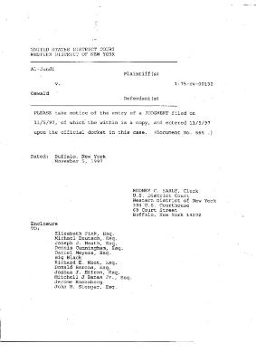 Memorandum and Order by the Honorable John T. Elfvin, United States District Court, Western District of New York in the matter of Akil Al-Jundi, et al. v. Oswald et al.