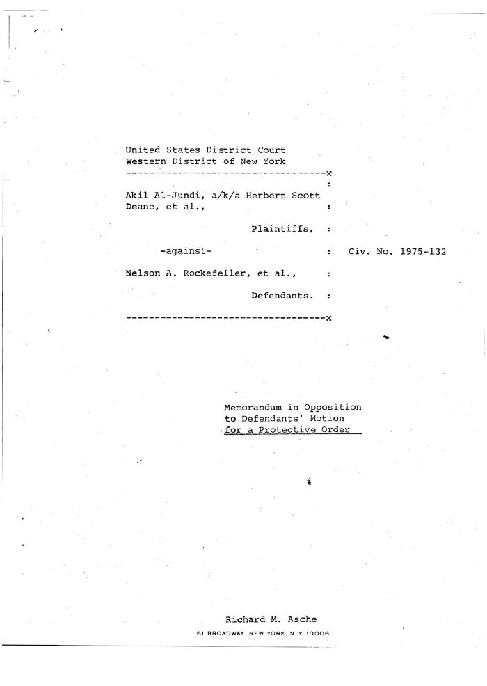 Memorandum in opposition to defendants’ motion for a protective order