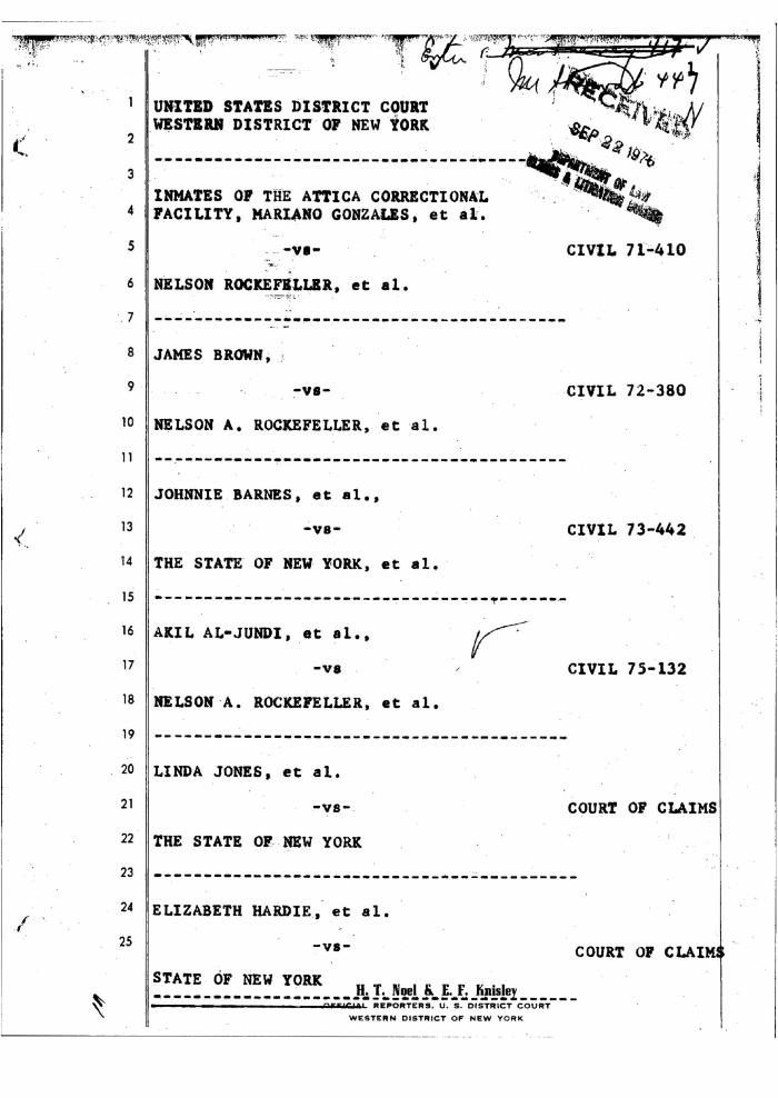 Transcript of motion hearing held before Judge John T. Elfvin in the United States District Court for the Western District of New York