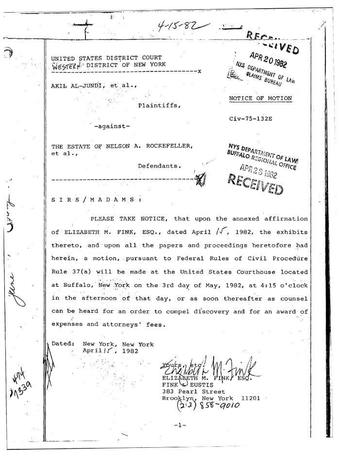 Notice of Motion filed by Elizabeth Fink