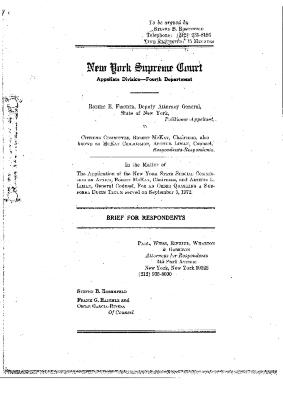 Brief for the Respondents: Citizens Committee, Chairman Robert McKay, also known as the McKay Commission; Arthur Liman, counsel.