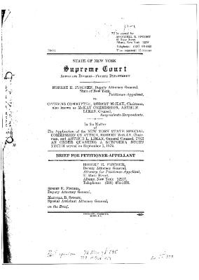 Brief for the Petitioner-Appellant, Robert E. Fischer, Deputy Attorney General, State of New York