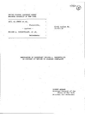 Memorandum of defendant Rockefeller in support of motion to dismiss complaint.