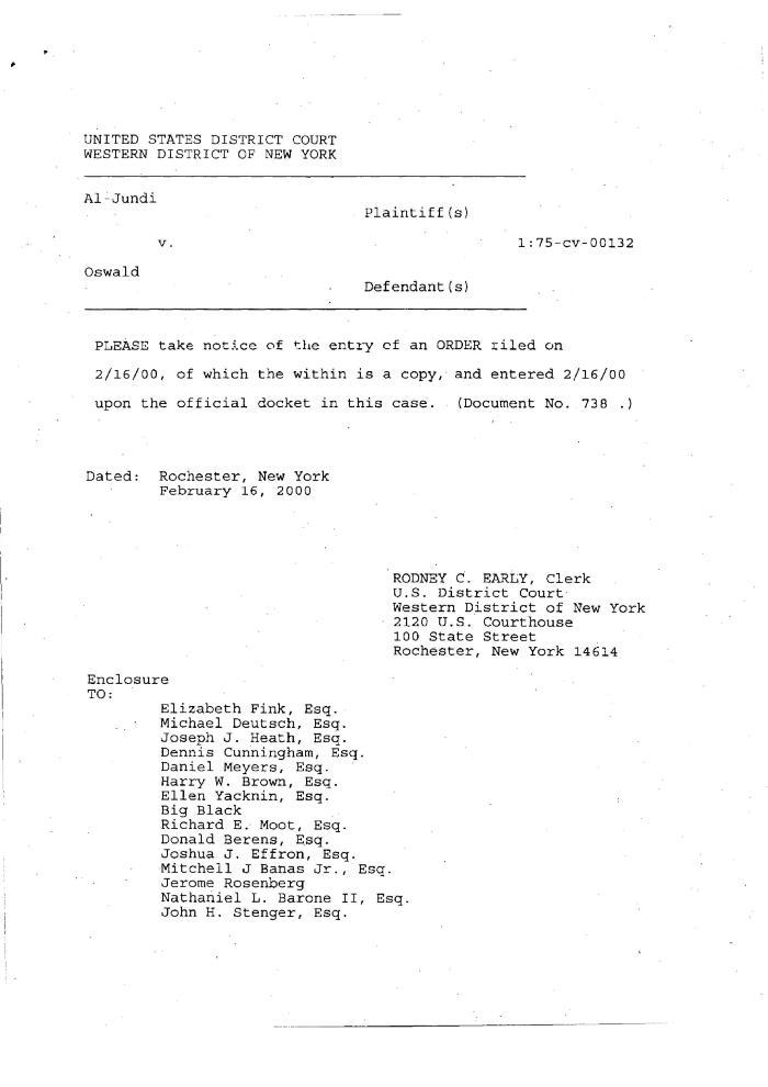 Civil Case Referral Orders, in the Matter of Al-Jundi v. Mancusi et al.,  United States District Court, Western District of New York.