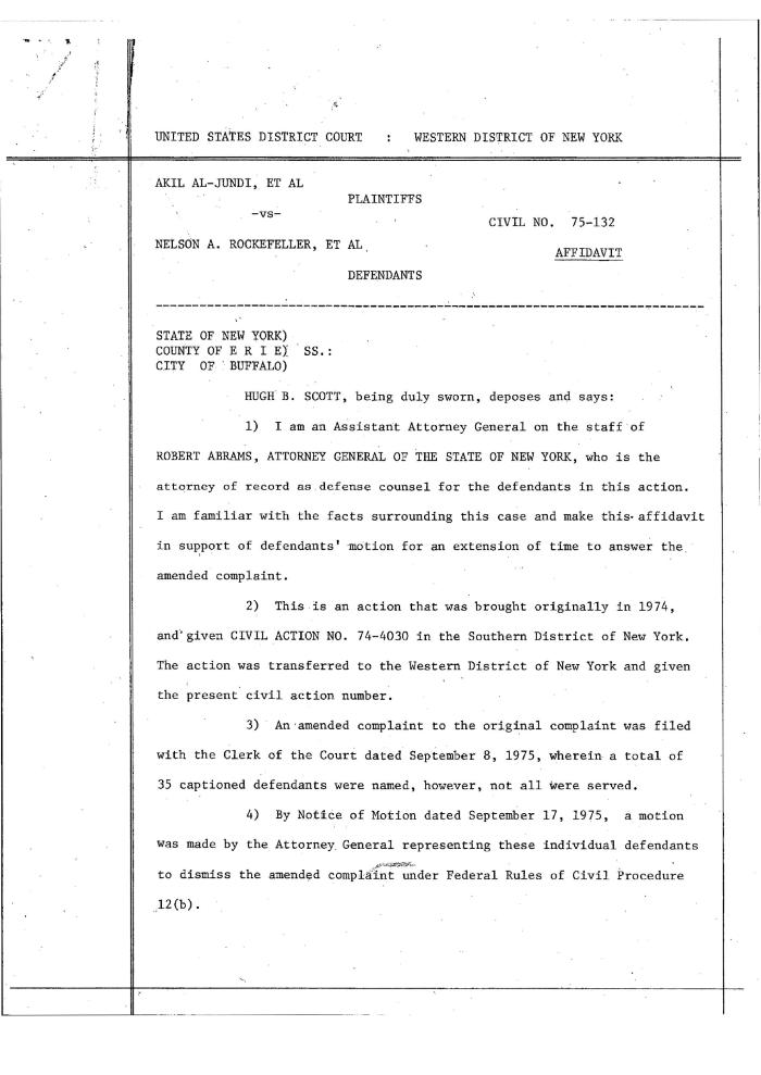 Affidavit of Assistant Attorney General Hugh B. Scott